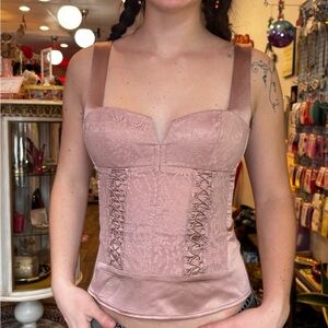 bebe Dusty Rose Lace Bustier Top